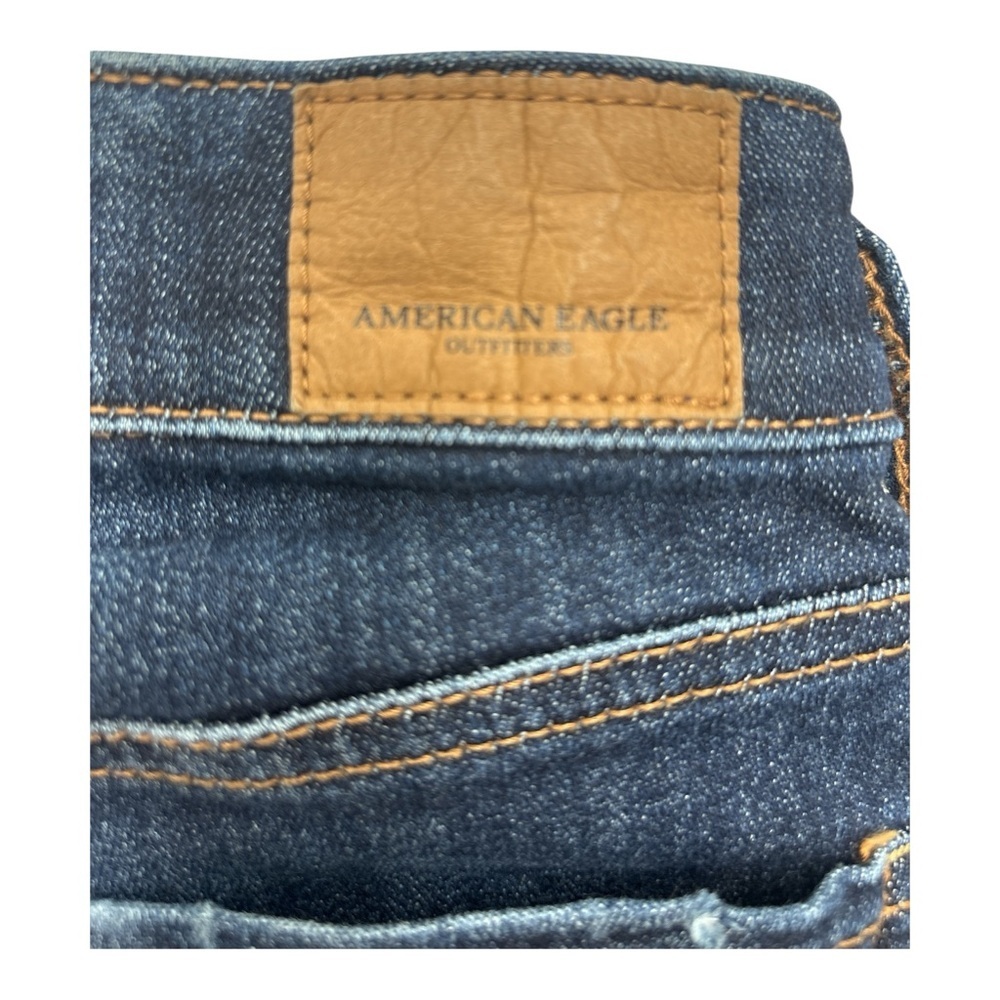 American Eagle Midi Next Level Stretch Dark Wash Jean Shorts - Picture 3 of 4
